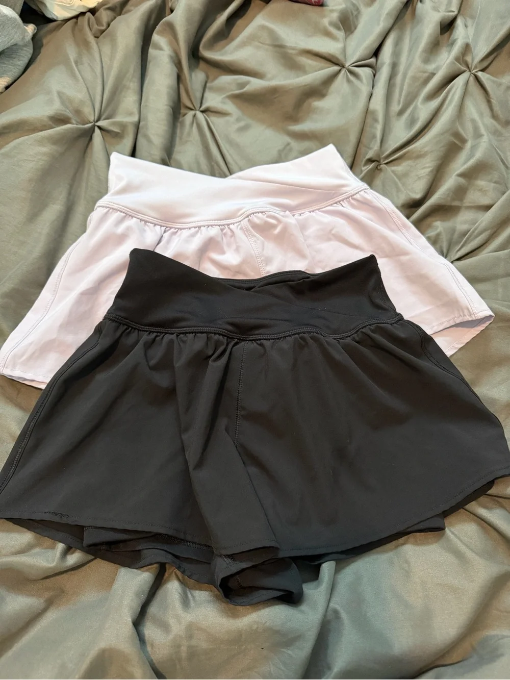 Yogalicious 2 pairs Girls Athletic Skort Shorts in Black & Light Pink